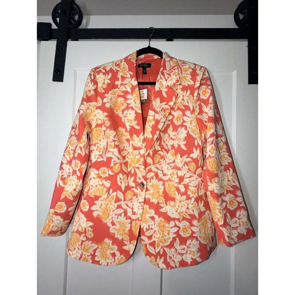 Jessica Simpson Blazer Womens S Coral Orange Floral NWT CJSWW15539-DUB Prairie